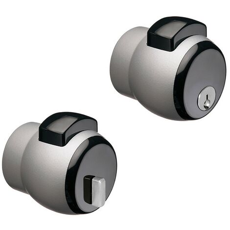 1PZ POMOLO PREMI/APRI 'NOVA N.13' verniciato argento/pulsante grigio