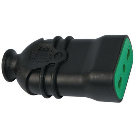 1PZ PRESA ALTA RESISTENZA 'HI-PRO' 2 POLI + TERRA 10A - COLORE NERO