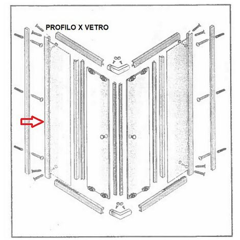 1PZ PROFILO PER VETRO BOX DOCCIA LUSSO
