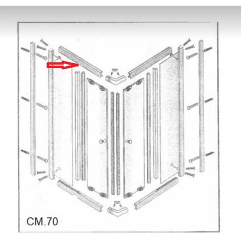1PZ PROFILO SUPERIORE LATO 70 X BOX DOCCIA CRISTALLO TRASP.MM.6 CM.70X90LUSSO
