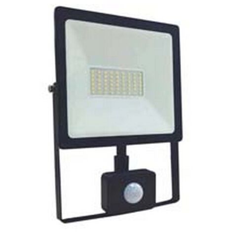 1PZ PROIETTORE LED SENSORE CREPUSCOLARE MOVIMENTO IP44 NERO 20W PIR 4000K