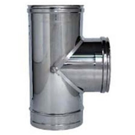 1PZ RACCORDO A "T" 90 IN ACCIAIO INOX AISI 304 MONOPARETE SPESSORE MM.0,5 - FFM  mm.120