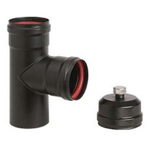 1PZ RACCORDO "T" F/F STUFE PELLET NERO OPACO "ALA PELLET AETERNUM" F/F