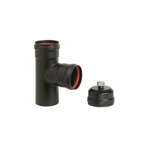 1PZ RACCORDO "T" F/F STUFE PELLET NERO OPACO "ALA PELLET AETERNUM" F/F