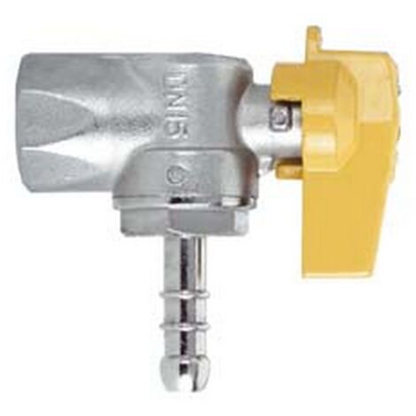 1PZ RUBINETTO GAS FEMMINA 1/2" PER GPL a squadro con portagomma  mm.10