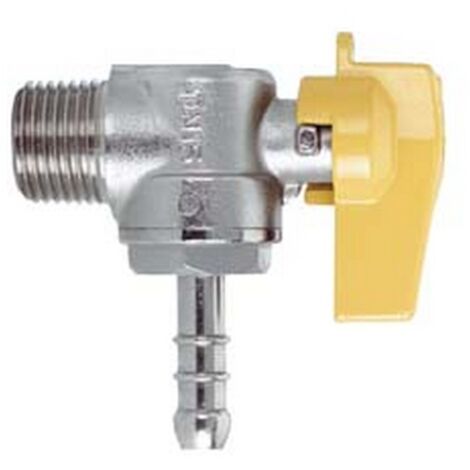 1PZ RUBINETTO GAS MASCHIO 1/2" PER GPL a squadro con portagomma  mm.10