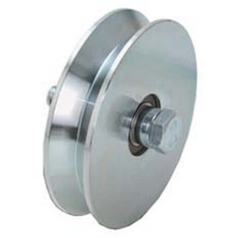 1PZ RUOTA CANCELLI GOLA V CON 2 CUSCINETTI A SFERA ART.407 -  mm.160x32 - portata Kg.570 - gola V 92