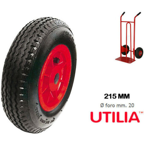 1PZ RUOTA CON CAMERA D'ARIA PER CARRELLI PORTASACCHI Ï mm.215 Ï foro mm.20