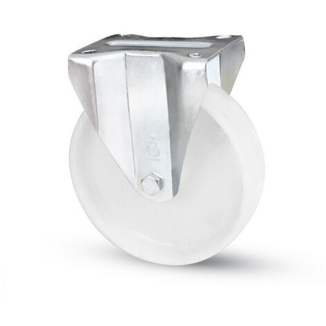 1PZ RUOTA FISSA PER CARRELLI NYLON art.118BIS/A mm. 80-piastra mm.100x85