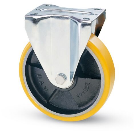 1PZ RUOTA FISSA PER CARRELLI POLIURETANO art.22A mm.100-piastra mm.100x85