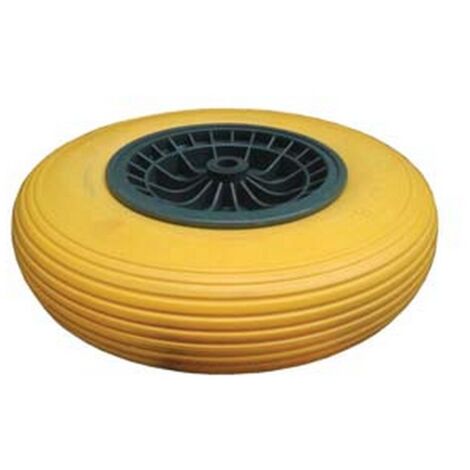 1PZ RUOTA PER CARRIOLA PU PIENA CON CUSCINETTI - perno mm.20x130, interasse mm.80