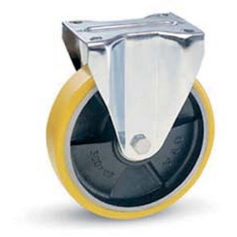 1PZ RUOTE INDUSTRIALI IN POLIURETANO NUCLEO GHISA  PIASTRA  FISSA "22SEA" -  mm.150x30 piastra mm.100x85 - 181h. p. Kg.200