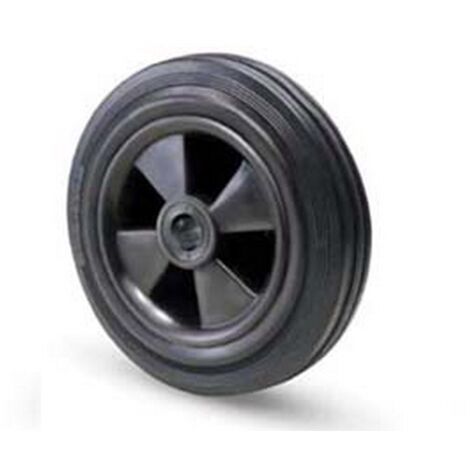 1PZ RUOTE INDUSTRIALI SEMPLICI FLANGIA TERMOPLASTICA IN GOMMA "112B" -  mm.125x37 - foro  mm.15 port. Kg.100