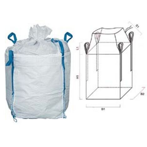 1PZ SACCONE IN POLIPROPILENE FONDO CHIUSO + BOCCA CARAMELLA - cm.90x90x120 - portata kg.1500