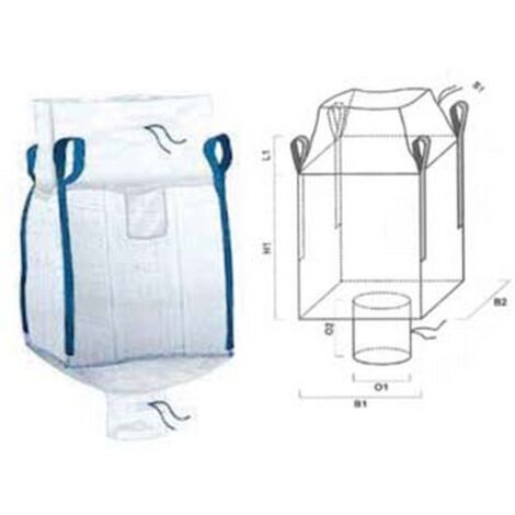 1PZ SACCONE IN POLIPROPILENE VALVOLA DI SCARICO+ BOCCA CARAMELLA  - cm.90x90x120 - portata kg.1000