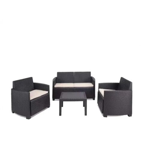 1PZ SALOTTINO 4 PEZZI IN PE RATTAN "ARENA" ANTRACITE 4 POSTI - peso totale kg.4
