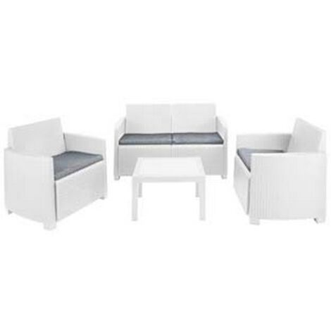 1PZ SALOTTINO 4 PEZZI IN PE RATTAN "ARENA" BIANCO 4 POSTI - peso totale kg.43