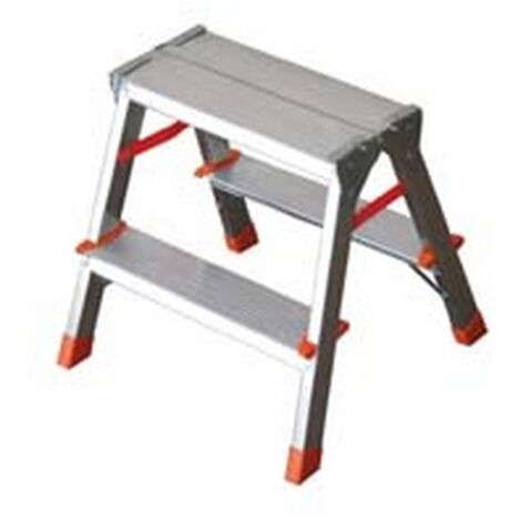 1PZ SCALA DOPPIA SALITA IN ALLUMINIO FILO  - 3 gradini cm.46x16,5x62h kg.3 (FI-3)