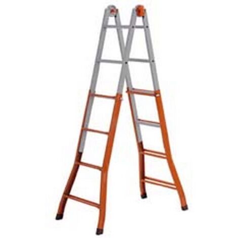 1PZ SCALA TELESCOPICA "PEPPINA" IN ACCIAIO  - 4+4 gr.- aperta cm.376h.- cm.48x16x115h.- Kg.11