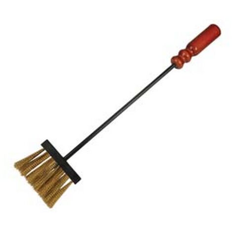 1PZ SCOPINO SETOLE OTTONATE PER CAMINO MANICO LEGNO - cm.55h. (738 BIS)