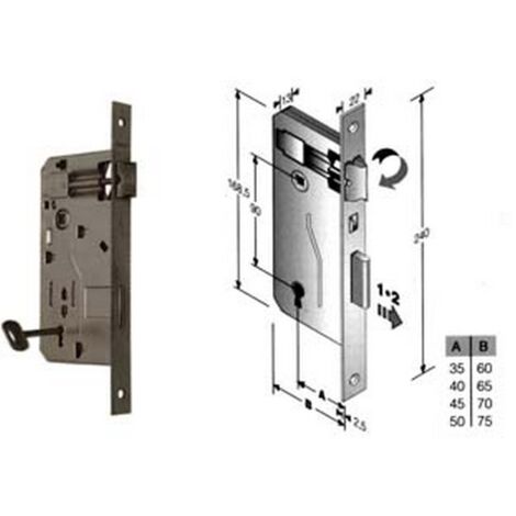1PZ SERRATURA A BUSSOLA DA INFILARE BORDO QUADRO FERRO LUCIDO - mm.50 bordo acciaio lucido