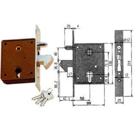 1PZ SERRATURA CANCELLI SCORREVOLI GANCIO SPORGENTE PERNO 77QL mm50