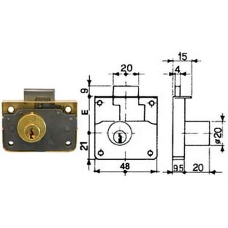 1PZ SERRATURA DA APPLICARE 1/2 SCATOLA CON CILINDRO UNA MANDATA - mm.25