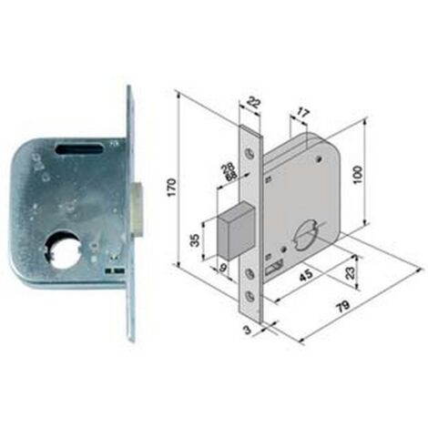 1PZ SERRATURA DA INFILARE PER CANCELLI SOLO CATENACCIO 071 - mm.45 con catenaccio da mm.28 (07145000)