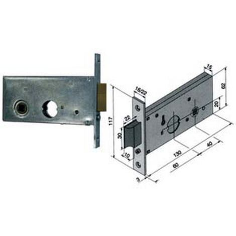 1PZ SERRATURA DA INFILARE PER FASCE CATENACCIO E SCROCCO MM.62 H 123 - mm.60 (12360010)