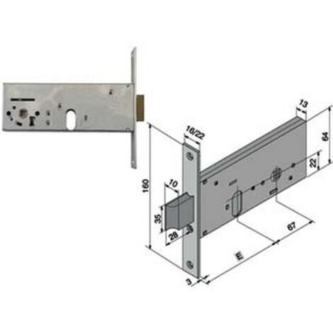 1PZ SERRATURA DA INFILARE PER FASCE CATENACCIO E SCROCCO MM.64 H 133 - mm.60 (13360010)
