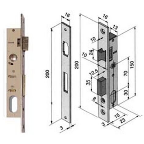 1PZ SERRATURA DA INFILARE PER MONTANTI CATENACCIO E SCROCCO 111 - mm.15 (11115010)