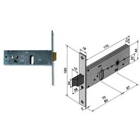 1PZ SERRATURA INFILARE FASCE CATENACCIO SCROCCO MM.44 H 130 mm80