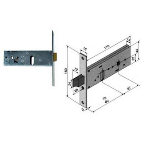 1PZ SERRATURA INFILARE FASCE CATENACCIO SCROCCO MM.44 H 130 mm80