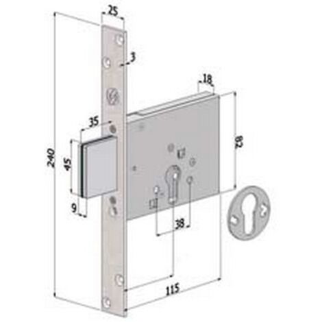 1PZ SERRATURA INFILARE PROFILO EUROPEO 3 MANDATE 2051 - mm.60 (2051XZB6025)