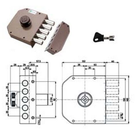 1PZ SERRATURA LATERALE DA APPLICARE SENZA SCROCCO A POMPA 30601 - mm.60 SX cilindro  mm.34 (30601VS60)