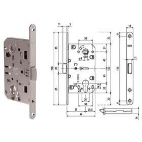 1PZ SERRATURA MEDIANA EVOLUTION FORO CILINDRO SOLO SCROCCO NYLON B. T.DO CR. OP