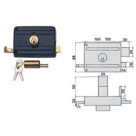 1PZ SERRATURA PORTONCINO CATENACCIO SCROCCO DOPPIO CILINDRO FISSO 210DCF MM.60