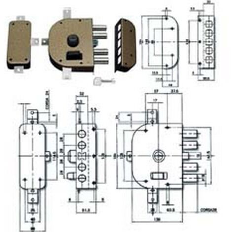 1PZ SERRATURA QUINTUPLICE DA APPLICARE CON SCROCCO A POMPA 3350 - mm.60 DX (3350C-02)