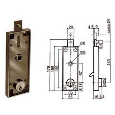 1PZ SERRATURA SERRANDA BASCULANTE CILINDRO FISSO TONDO 6551