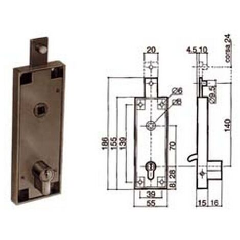 1PZ SERRATURA SERRANDA BASCULANTE CILINDRO SFILABILE SAGOMATO 6561