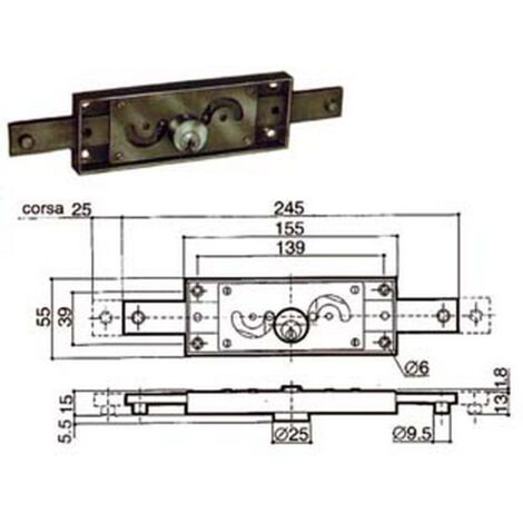 1PZ SERRATURA SERRANDA CENTRALE CILINDRO FISSO TONDO 6211 - (6211.000)
