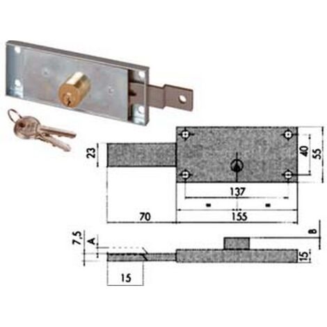 1PZ serratura serranda laterale cilindro fisso tondo 41525 sx mm155x15x55h