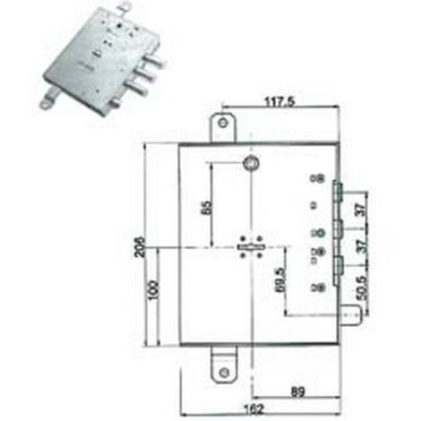 1PZ SERRATURA TRIPL. APPLICARE SCROCCO D/MAPPA BLINDATE GARDESA 89R571GD/17 - MM.89 SX (89R571GD/17 SX)