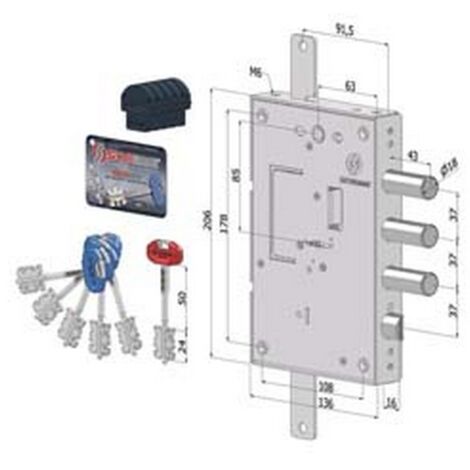 1PZ SERRATURA TRIPLICE APPLICARE PER PORTE BLINDATE A D.MAPPA INTERNO 37 240 - (2401DCR0337S56)