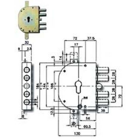 1PZ SERRATURA TRIPLICE DA APPLICARE CON SCROCCO CILINDRO EU. BLINDATE 2155PEN - MM.60 DX (2155PEN-01)