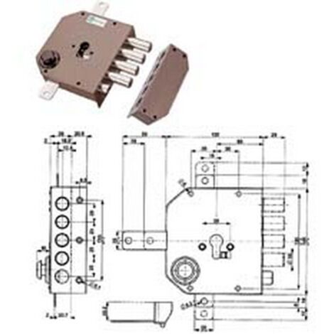 1PZ SERRATURA TRIPLICE DA APPLICARE CON SCROCCO CILINDRO EUROPEO 38630 - mm.60 DX (38630VD00)