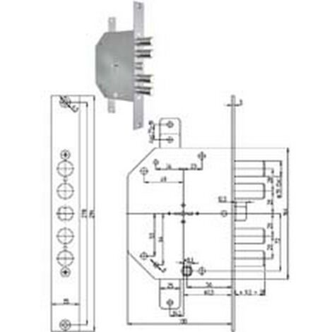 1PZ SERRATURA TRIPLICE INFILARE CON SCROCCO REV.DOPPIA MAPPA BLINDATE 2151 - mm.60 chiave mm.92 (2151-01)