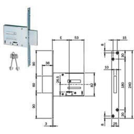 1PZ SERRATURE DA INFILARE DOPPIA MAPPA 661 - mm.60 (661604N)