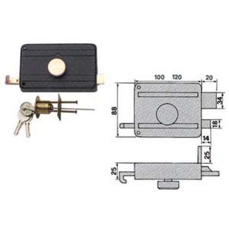 1PZ SERRATURE DA PORTONCINO CON POMOLO INTERNO CATENACCIO E SCROCCO 270CS - mm.60 (270/CS)