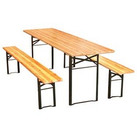 1PZ SET TAVOLO + 2 PANCHE BIRRERIA 2 GAMBE tavolo cm.200x60x77h. - panche cm.200x25x47h.